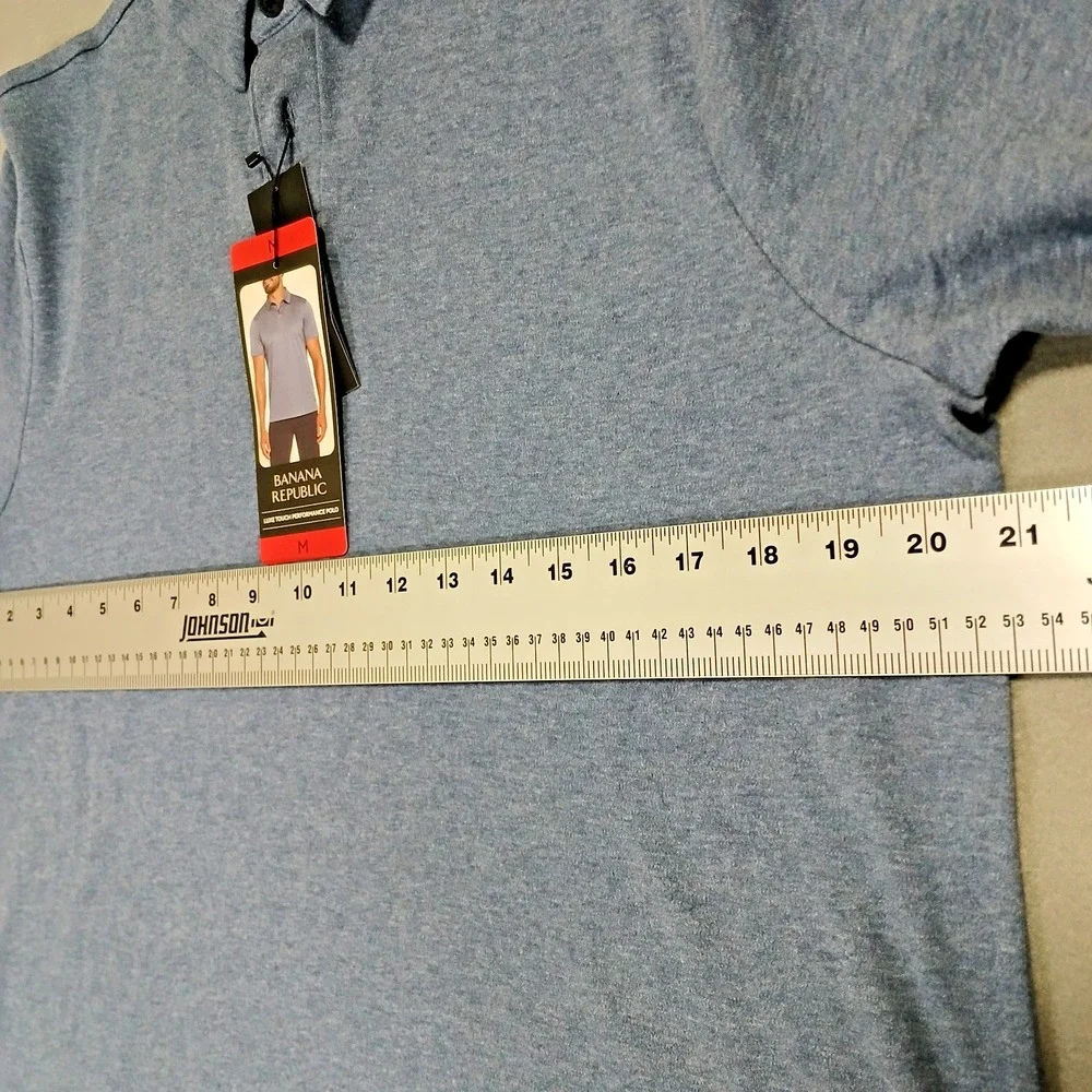 Banana Republic Men's Luxe Touch Performance Polo Shirt Short Sleeve Blue Size M